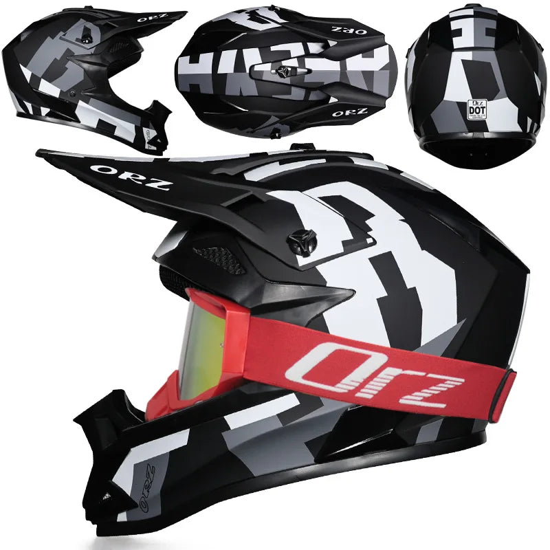 DOT Approved Off Road Helmet with Goggles Motocross Helmet Dirt Bike ATV Motorcycle Helmet Moped Dirtbike Racing Dirtbike Helmet