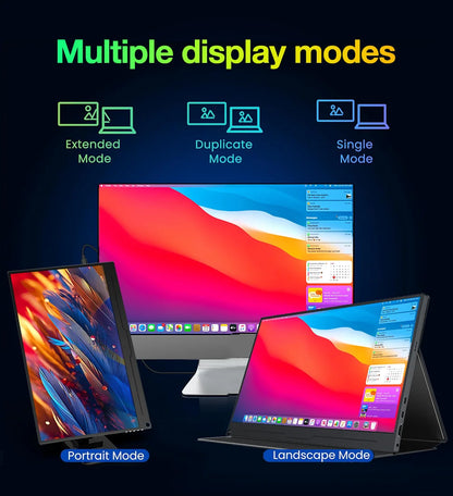 15.6 Inch 4K UHD IPS Monitor 3840x2160 | HDMI & USB-C Ports | Gaming/Office/Design Display for Xbox/PS5/PS4/Mac/PC