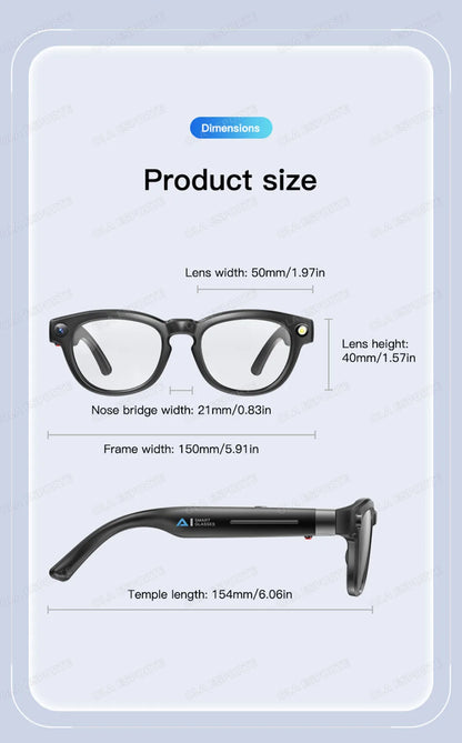 New AI Smart Glasses 4K HD Camera 32GB Memory BT Call Voice Assistant Translate Touch Control Music Player sunglasses Men Women