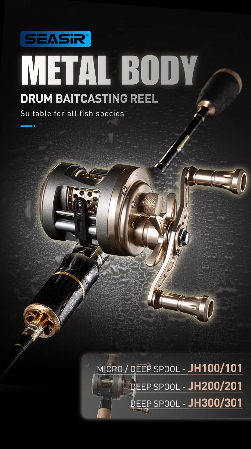 SEASIR JH All METAL Drum Baitcasting Reel CNC Machining Technology 9+1BB Max Drag 7kg Saltwater Fishing Reels