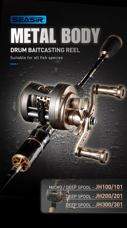 SEASIR JH All METAL Drum Baitcasting Reel CNC Machining Technology 9+1BB Max Drag 7kg Saltwater Fishing Reels