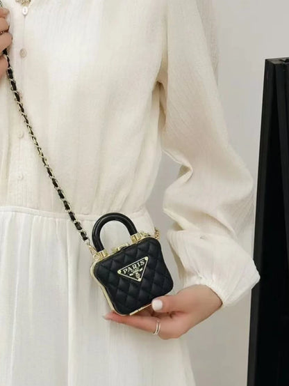 Diamond chain box, exquisite and versatile accessories, niche mini lipstick crossbody bag, earphone bag
