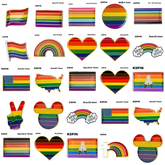 10pcs a lot Philadelphia Pride Badges LGBT Pin Metal Rainbow Badge Pins Gay Pride Lapel Pinback