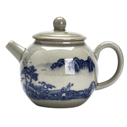 200ML Chinese Ceramic Teapot Ru Kiln Ice Crack Glaze Can Raise Tea Kettle Handmade Porcelain Teaware Household Tea Pots