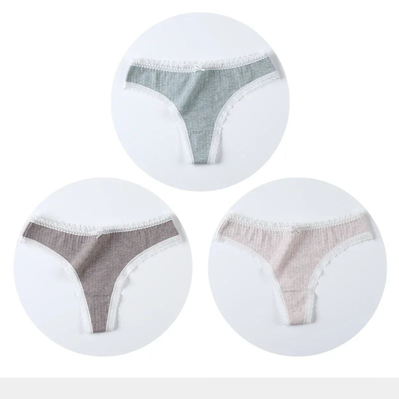 3 Pcs/Set Women Panties G-String Underwear Fashion Thong Sexy Cotton Panties Ladies G-string Soft Lingerie Solid Low Rise Panty