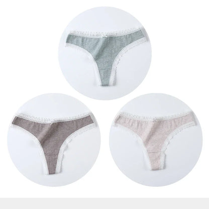 3 Pcs/Set Women Panties G-String Underwear Fashion Thong Sexy Cotton Panties Ladies G-string Soft Lingerie Solid Low Rise Panty