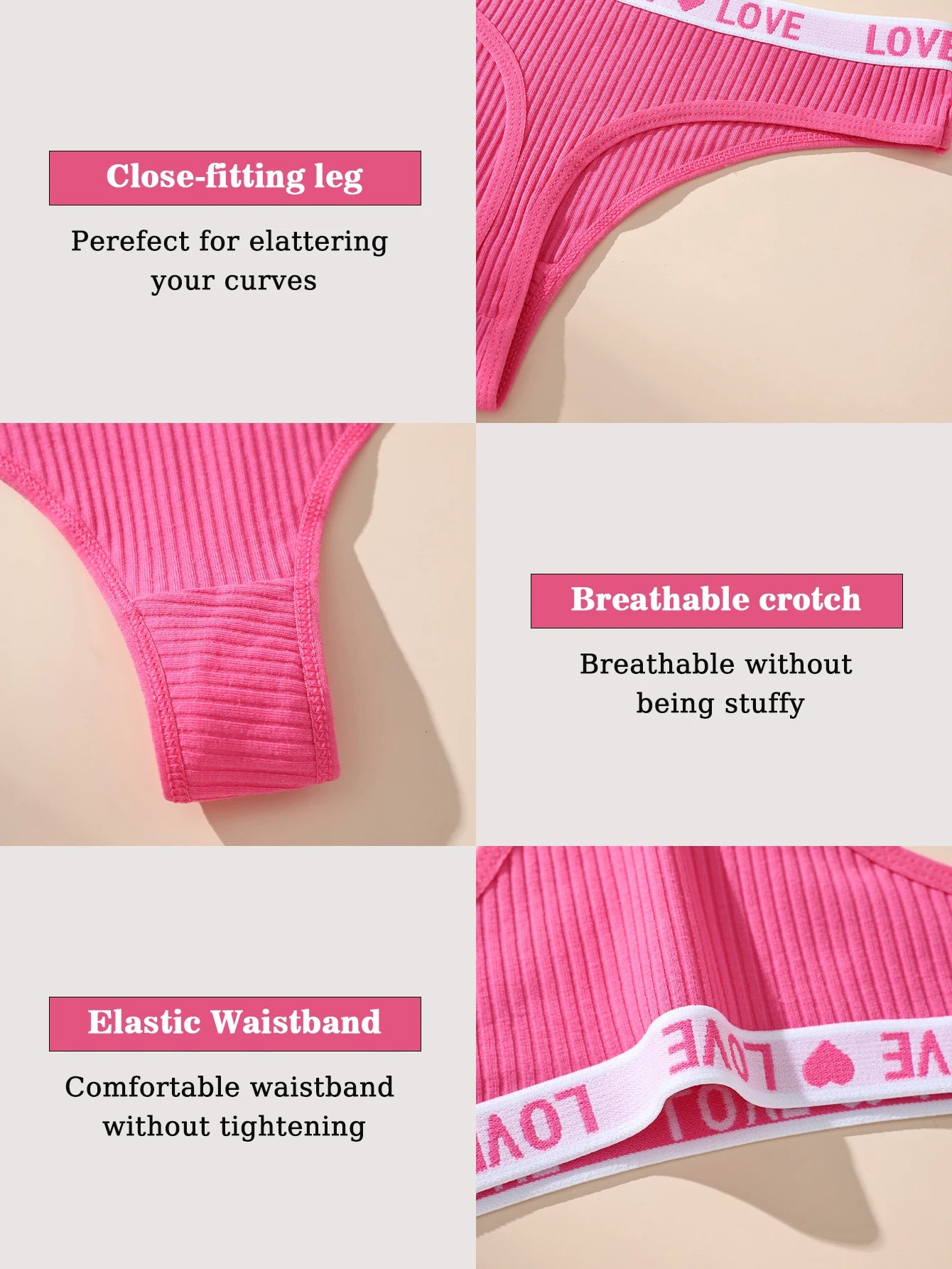 7Pcs Women's Cotton Thongs Sexy Panties Low Waist Underwear Girls Briefs G-String Breathable Ladies Panty Soft Female Lingerie