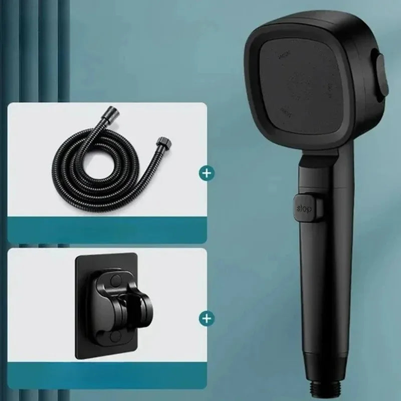 High Pressure Shower Head Water Saving 3 Modes Shower Heads Adjustable One-Key Stop Water Massage Sprayer Bathroom Accessories