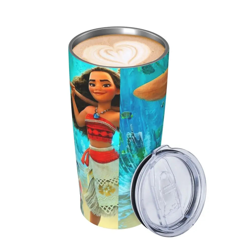 Moana and Pua Cartoon Movie Insulated Tumbler with Straws Stainless Steel Coffee Mugs Double Wall Car Bottle Cups 20oz