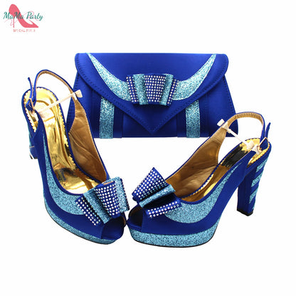 2025 Red Elegant Style Italian Women Shoes Matching Hand Bag Set  Slingbacks Sandals with Platform for Party