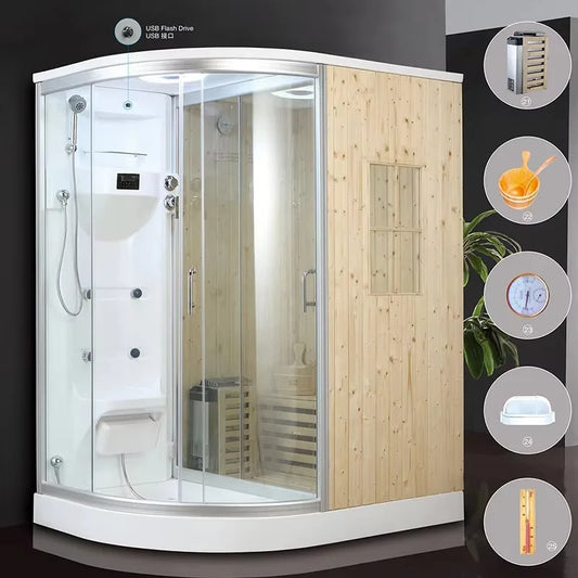 Customization Hot Cheap Family Multi-function Sauna Wooden Steam Shower Room