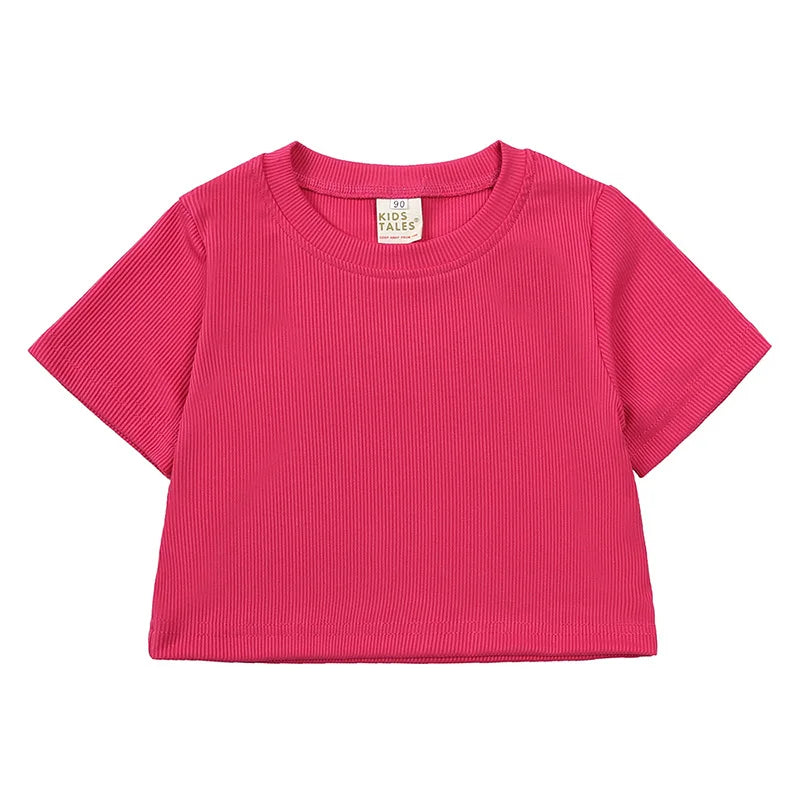Summer Girls Bell Bottom Outfits 2Pcs Solid T-Shirt Tops + Flared Pants Suit Toddler Kids Fashion Tracksuit Children Clothes