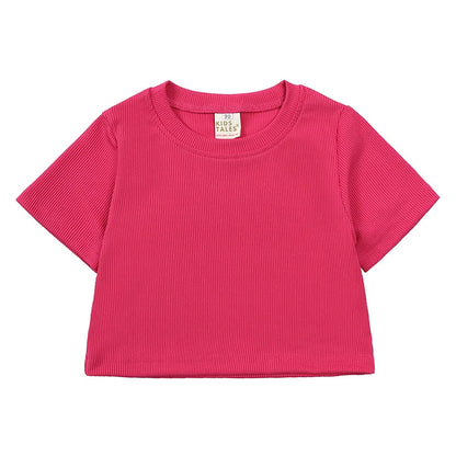 Summer Girls Bell Bottom Outfits 2Pcs Solid T-Shirt Tops + Flared Pants Suit Toddler Kids Fashion Tracksuit Children Clothes