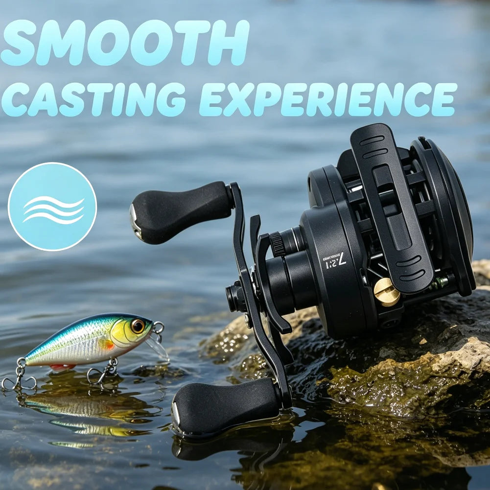 Ultralight DC Fishing Wheels Long Cast Self Charging Electric Baitcasting Reels 5+1Bearings 7.2:1 Ratio Versatile Casting Reels
