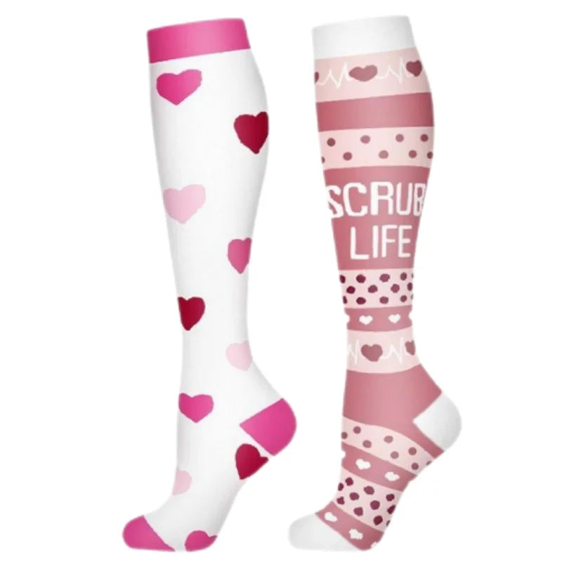 2Pairs New Cat Compression Socks Knee High 20-30 Mmhg Fit Medical Edema Diabetes Varicose Veins Running Compression Sports Socks