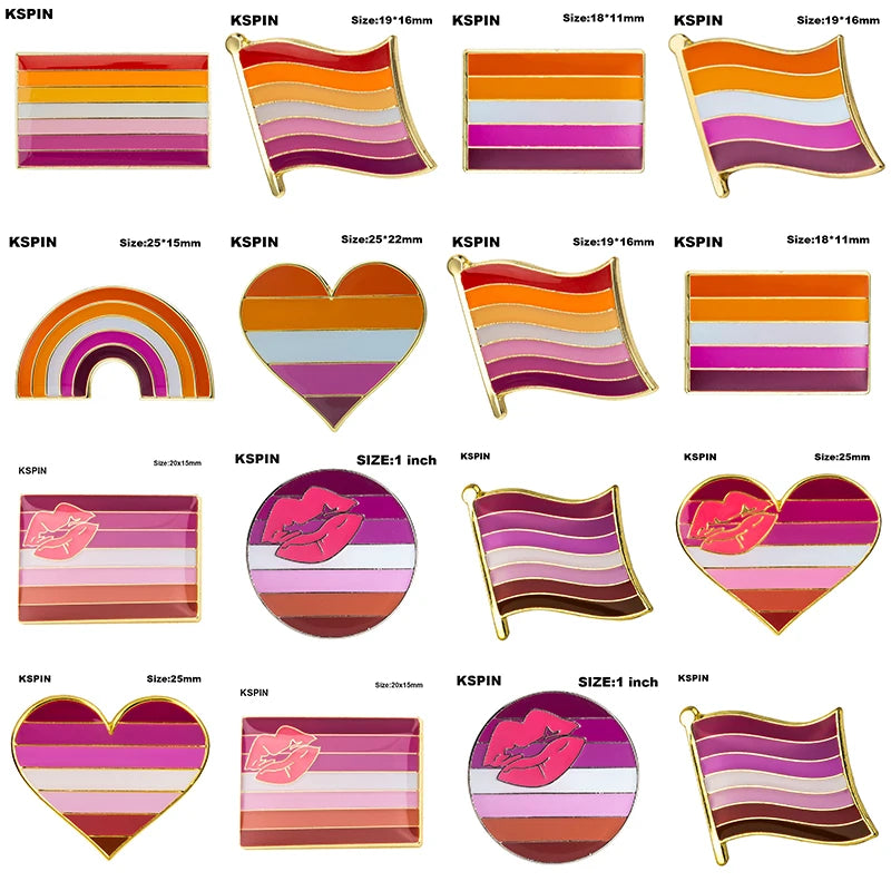 10pcs a lot Sun Set Lesbian Pride LGBT Pride Badge Lapel Pin Brooch