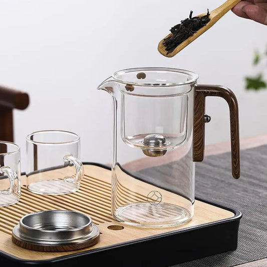 Tea Water Separation Infuser Glass Teapot One Click Pull Down Strainer Maker Kettle Home Office Drinkware Accessories Gift