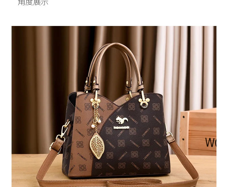 Luxury Brand Designer Women'S Handbag Leather Printed Shoulder Bag Large Capacity Classic Retro Crossbody Bag Commuting Tote Bag