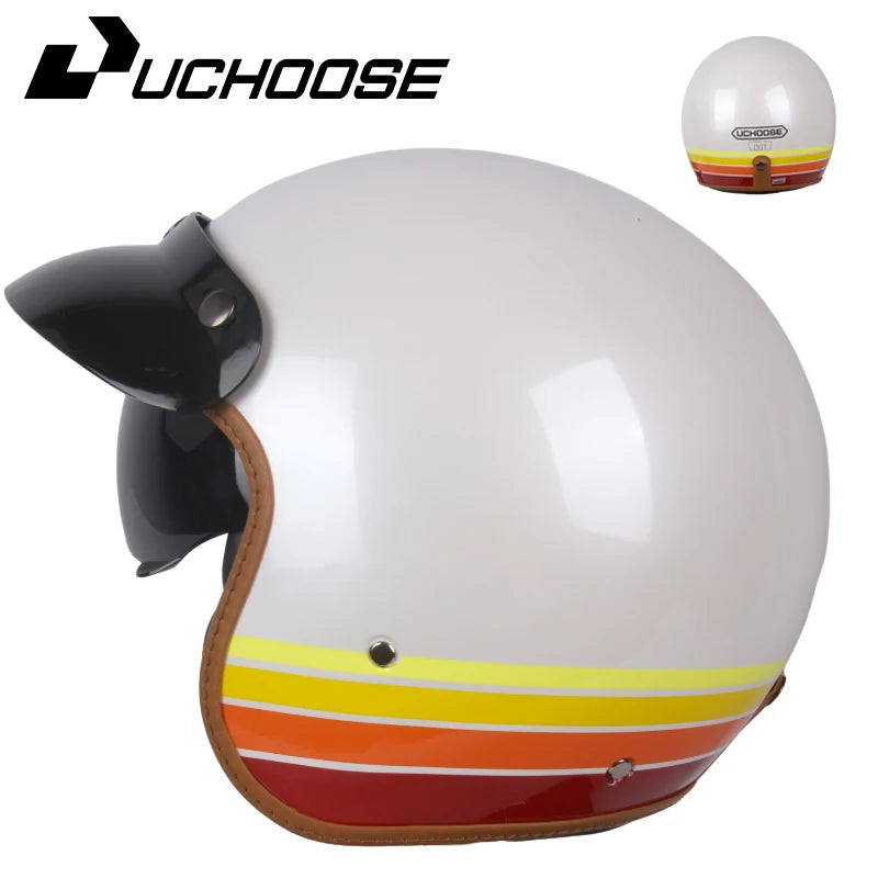 DOT Open Face Casco Moto Motorcycle Accessories Men Moto Helmets Certificated Retro Motorcycle Helmet Cafe Racer