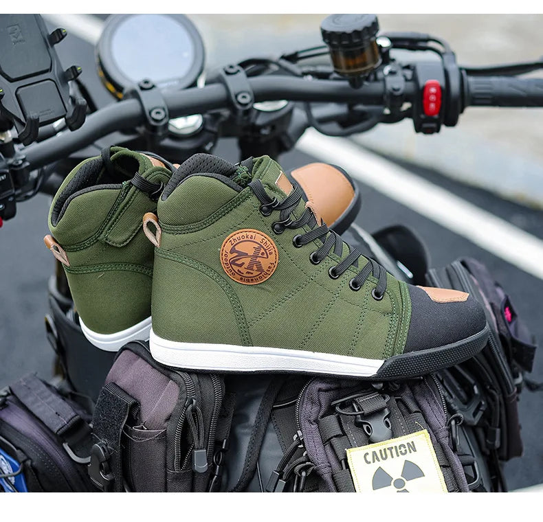 Motorcycle Shoes Men Riding Boots Casual Flat Shoes Anti-collision Toe Heel Protection Outdoor Cycling Motobike Sports Sneakers