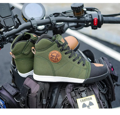 Motorcycle Shoes Men Riding Boots Casual Flat Shoes Anti-collision Toe Heel Protection Outdoor Cycling Motobike Sports Sneakers
