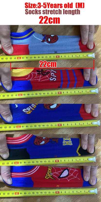 5 Pairs Spiderman Children Socks Anime Kids Boys Short Sock Kawaii Child Cartoon Baby Summer Spring Boat Socks Kids Gift 1-12Y