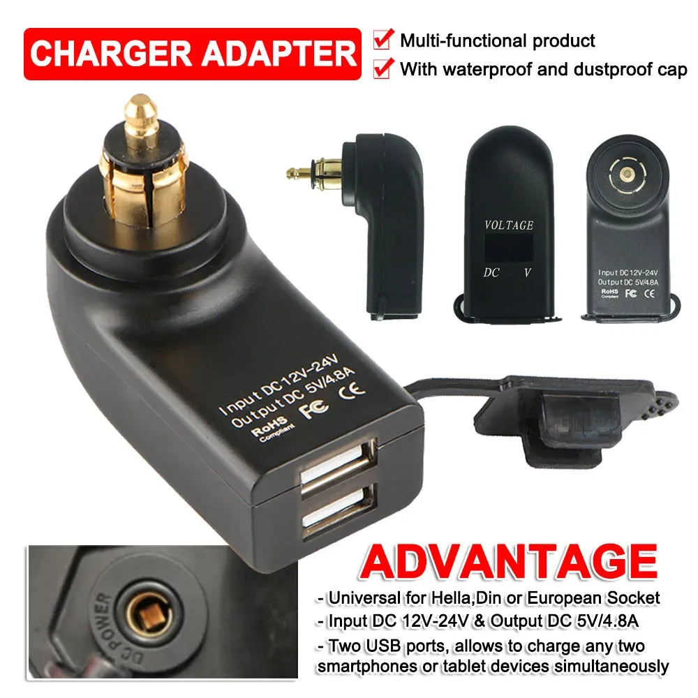 Motorcycle Dual USB Socket Charger Adapter Accessories For BMW R1200RT F850GS F700GS F800 GS/ST R1300GS ADV R12 R1200GS R1250GS