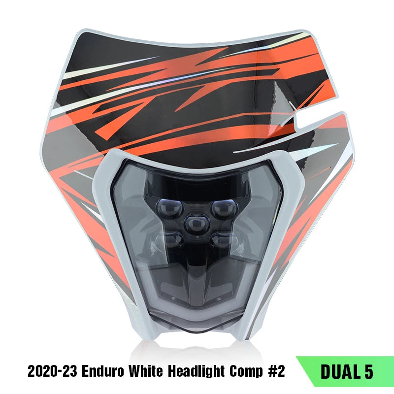 PowerZone Motorcycle LED Headlight Headlamp Head Lights Supermoto Fairing For KTM EXC SXF MX Dirt Bike Enduro LED Headlight