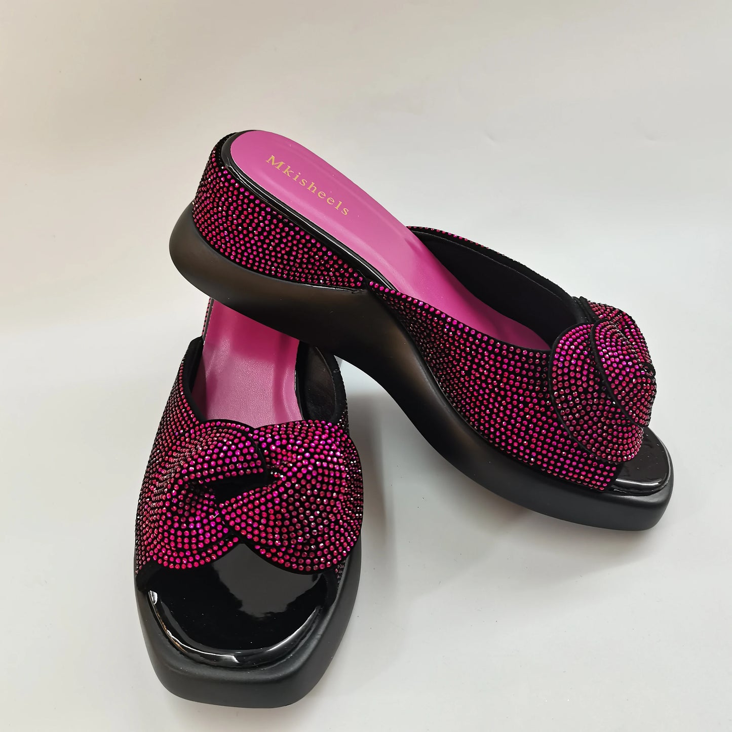 New Trendy Mid-heel Women's Sequins Slippers Outdoor Casual Slippers, High Quality Lady Party Shoes Elegant Shoes F5-1112-2