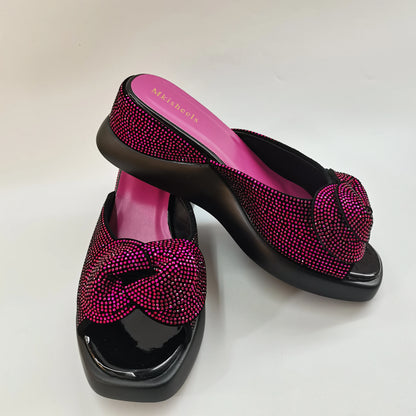 New Trendy Mid-heel Women's Sequins Slippers Outdoor Casual Slippers, High Quality Lady Party Shoes Elegant Shoes F5-1112-2