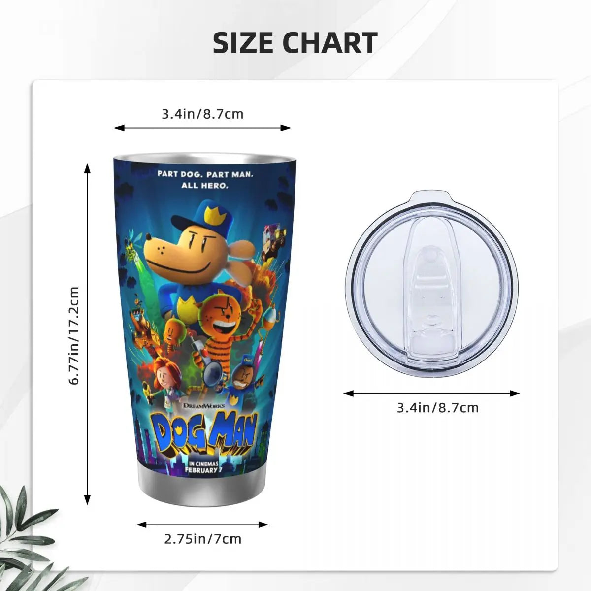 Dog Man Dogman Movie Comic Insulated Tumbler with Straws Cartoon Stainless Steel Thermal Mug Double Wall Car Bottle Cups, 20oz