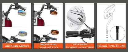 Motorcycles Rear Side Mirrors Rear view For Harley Honda Road King Touring Sportster Fat Boy Softail Bobber Chopper Street Glide