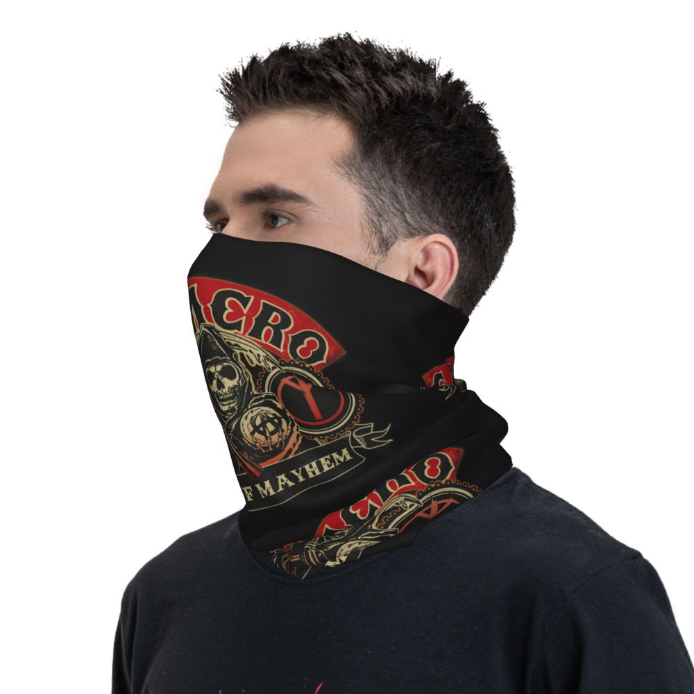 Custom 1 Percenter Essential Sons Bandana Neck Gaiter for Ski Camping Men Women Wrap Scarf TV Show Anarchy Headband Warmer