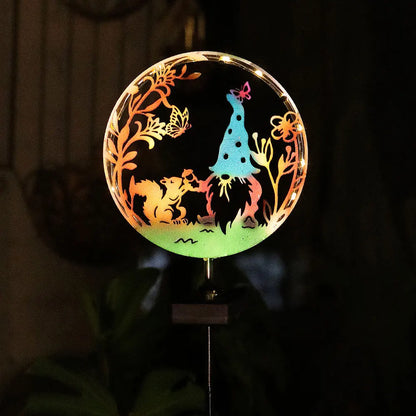 Solar Wrought Iron Cat Butterfly Ground Plug Lights, Outdoor Courtyard Projection, Lawn LampAtmosphere Decoration, Cross-Border