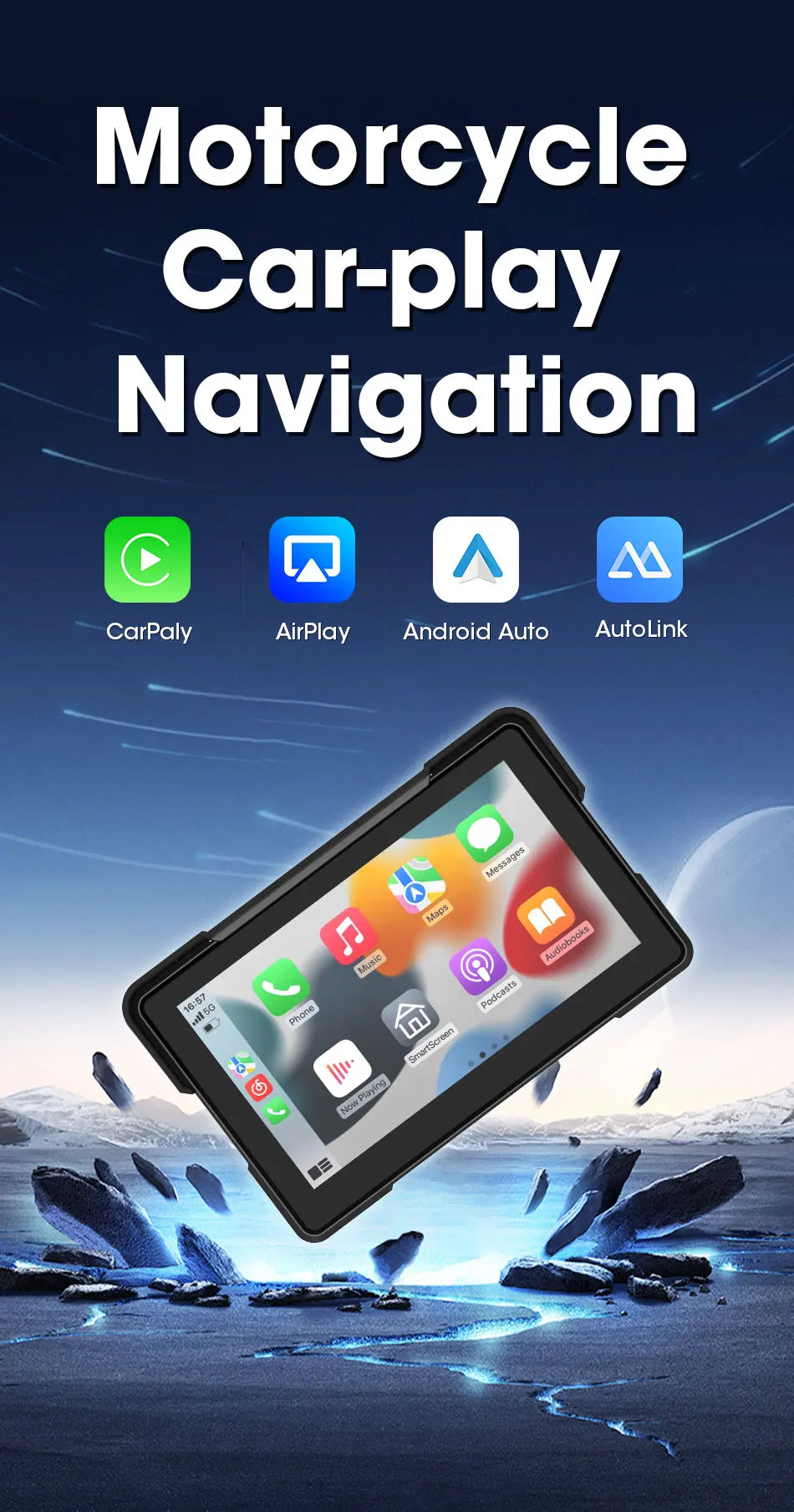 7 inch Motorcycle CarPlay Screen With TPMS GPS for Moto Navigation Display Screen Android Auto Digital Motorcycle Dashboard BT