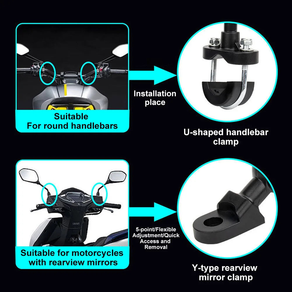 Universal Motorcycle Phone Holder Shock Absorbing Phone Mount Stand 360° Adjustable For iPhone 15 13 14 Pro Max More 4.7-7.1inch