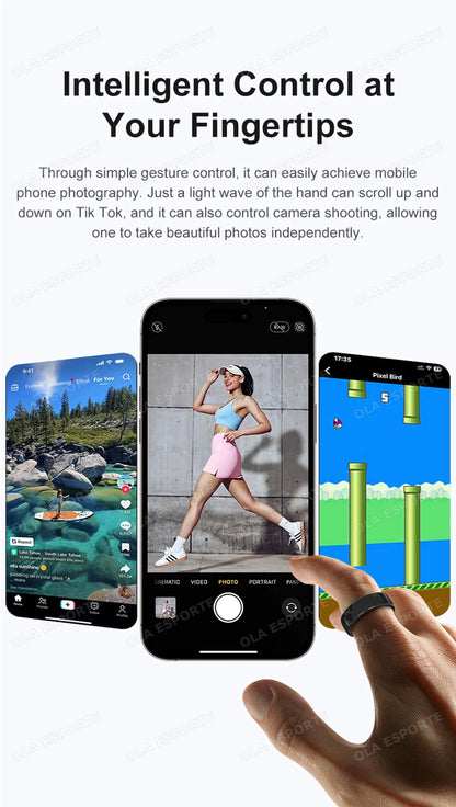 Smart Couple Ring Bluetooth Connection Multiple Sports Modes Pedometer Fitness Rings Heart Rate Sleep Monitoring 5ATM Waterproof