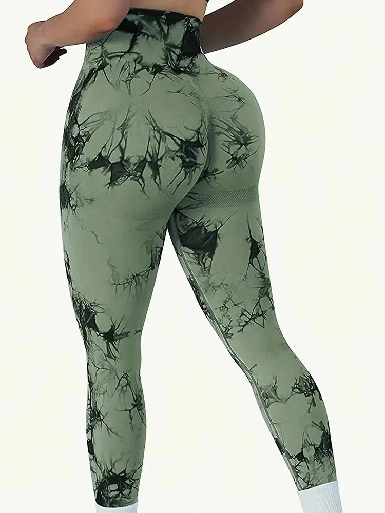 CZGUKE Tights Women Tie Dye Leggings High Waist Lifts Butt Tummy Control Push Up Seamless Yoga pants Ladies Workout Gym Clothing