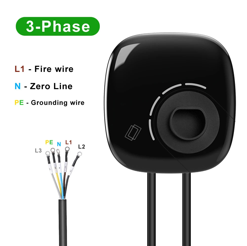 ADPOW 3Phase Type2 EV Charger Station 5M Cable 11kW / 22kW EVSE Charging Wallbox With APP Control Adjust Current Set Delay Time