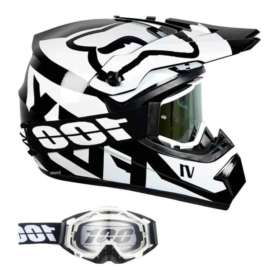 Motocross and Off-Road Helmet Set - Extreme Youth Challenge Full Helmet, Goggles, Gloves, and Protective Gear