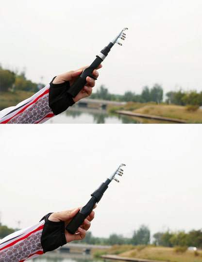 1.15m Portable Mini Telescopic Short Spinning Fishing Pole Pocket Travel Fishing Rod For Saltwater Freshwater Fishing Accessorie