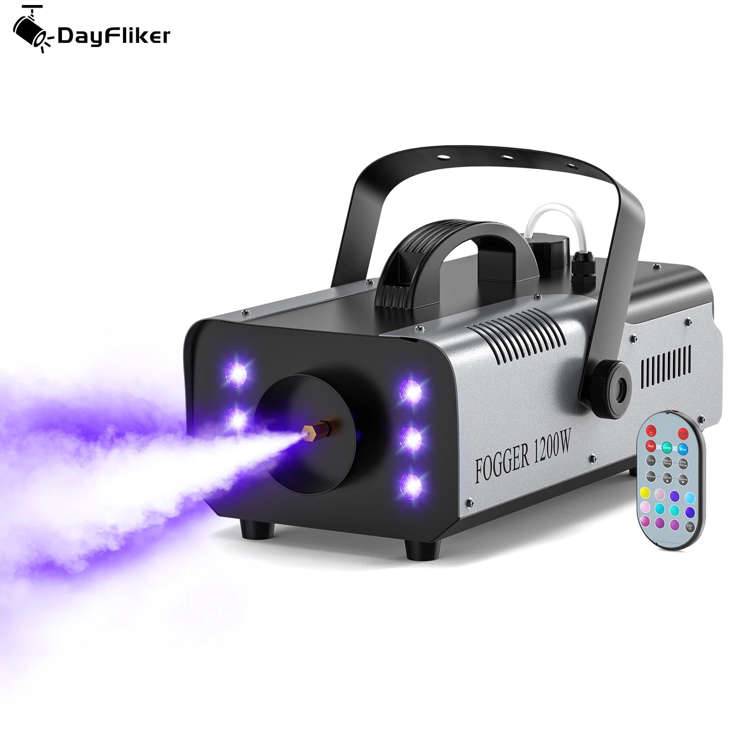 DayFlicker 1200W Fog Machine with RGB 6LEDs Lighting for Play Theater Professional Stage Home Entertainment Halloween Party