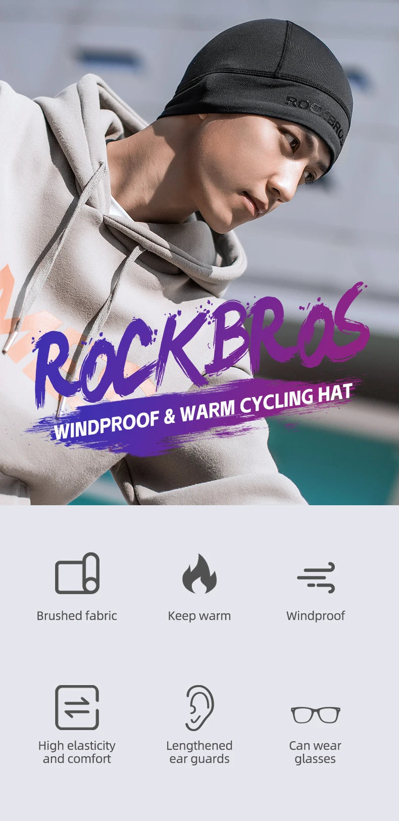 ROCKBROS Winter Warm Cycling Hats Outdoor Sports Thermal Fleece Biker Caps Windproof MTB Road Skiing Hiking Cycling Headgear Hat