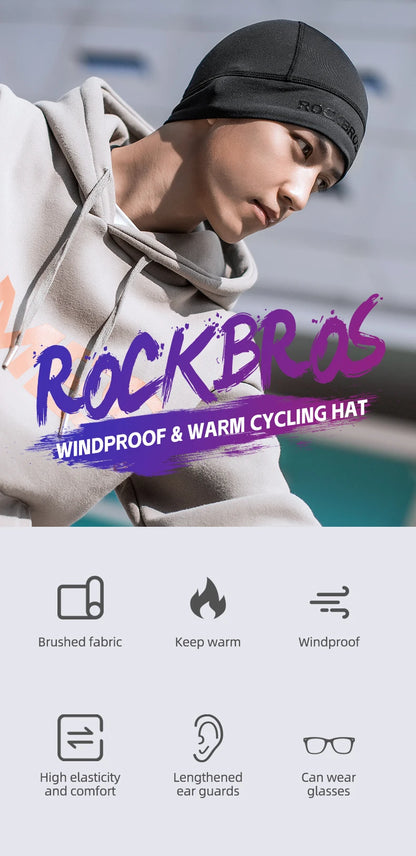 ROCKBROS Winter Warm Cycling Hats Outdoor Sports Thermal Fleece Biker Caps Windproof MTB Road Skiing Hiking Cycling Headgear Hat