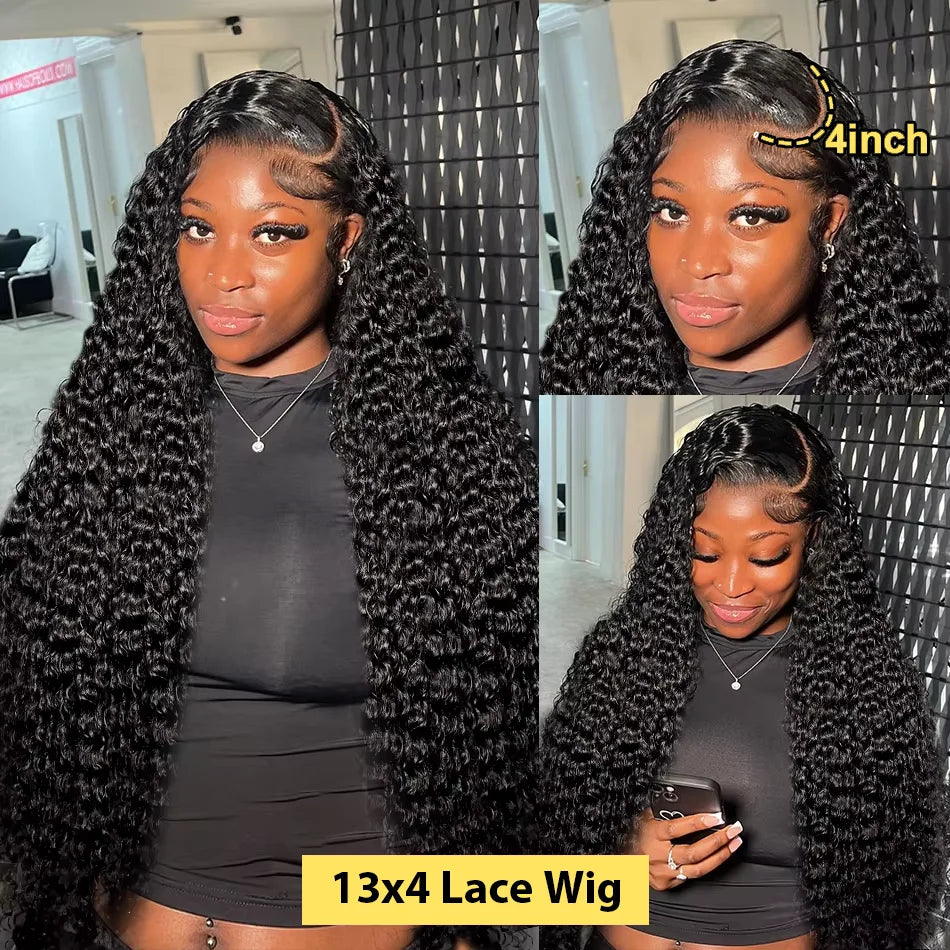 250 Density 13x6 Hd Lace Frontal Wigs Brazilian 32 34 40 Inch Deep Wave Curly Human Hair Wigs 100% For Black Women Preplucked