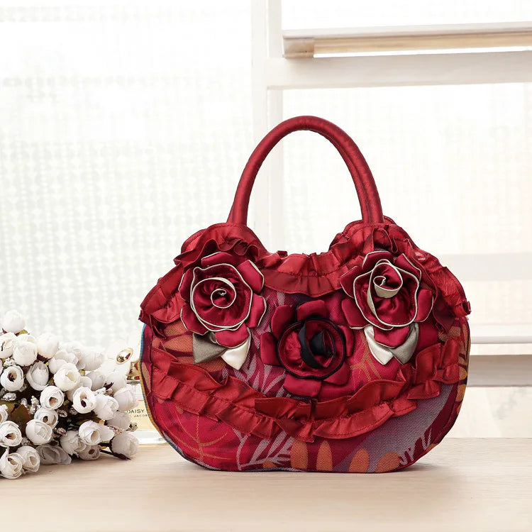 New women's handbag pure color lace zipper handbag mom bag large capacity mobile phone change purse storage bag