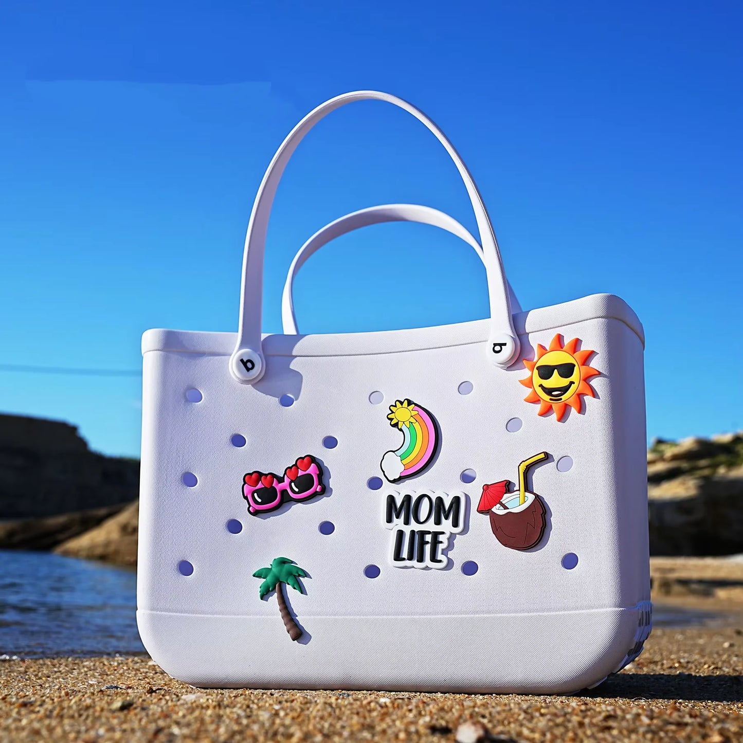 L/XL Beach Bags EVA Rubber Waterproof Tote Bag Storage Baskets Travel Shopping Shoulder Solid Color Fashion Handbag women
