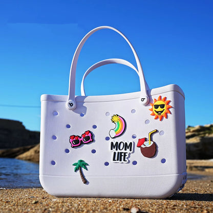 L/XL Beach Bags EVA Rubber Waterproof Tote Bag Storage Baskets Travel Shopping Shoulder Solid Color Fashion Handbag women