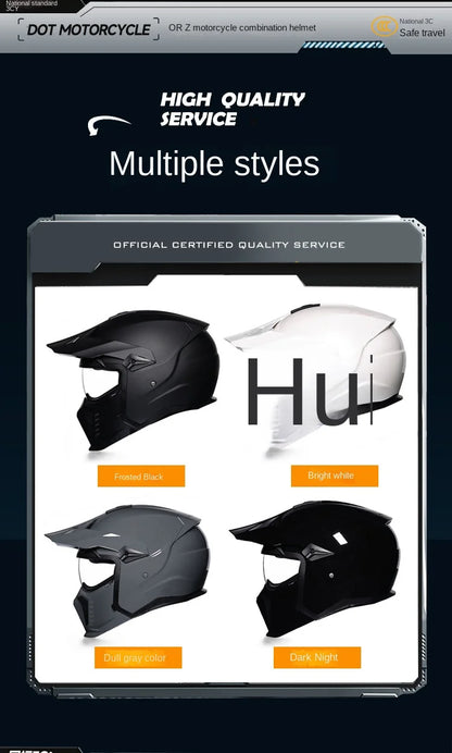 ORZ Street Fighter Combination Helmet Motorcycle Helmet Men's and Women's Retro Full Helmet Four Seasons Detachable DOT