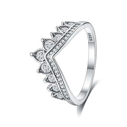 Original 925 Sterling Silver Ring Love Heart Pave CZ Crystal Stackable Rings For Women Wedding Engagement Birthday Gift Jewelry